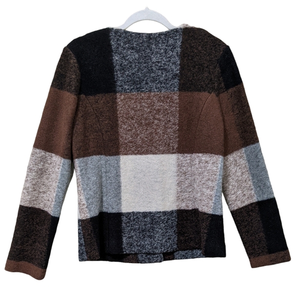 The Tog shop wool blend blazer cardigan checkered button front M - Picture 2 of 6